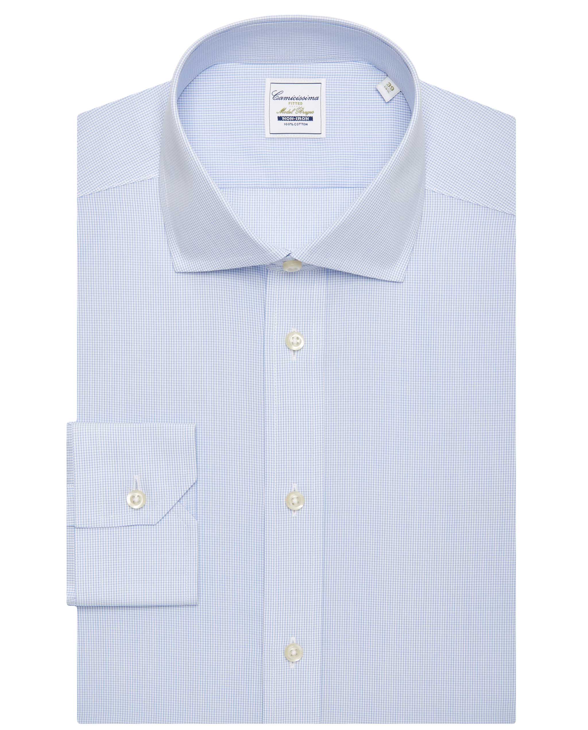 Camicia non iron azzurra a quadretti fitted bruges bruges francese Camicissima