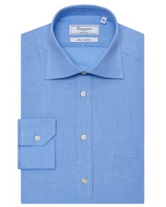 Camicia permanent azzurra, con taschino, slim caserta francese_0