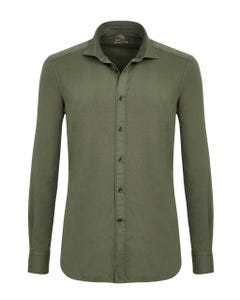 Camicia trendy verde militare, slim francese_0