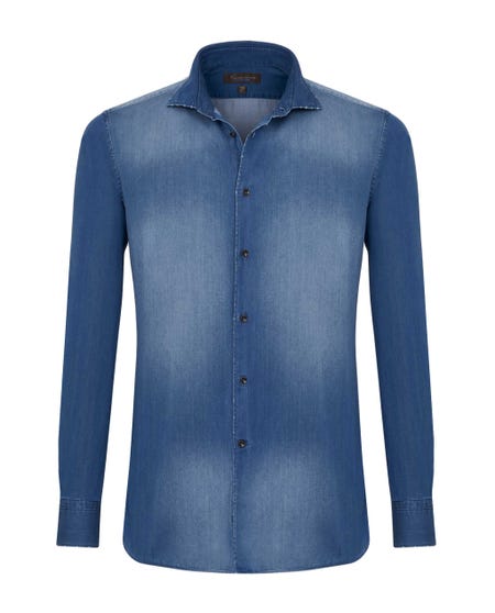 Camicia trendy blue denim, regular francese_0