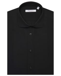 Camicia fancy nera, manica corta, regular francese_0