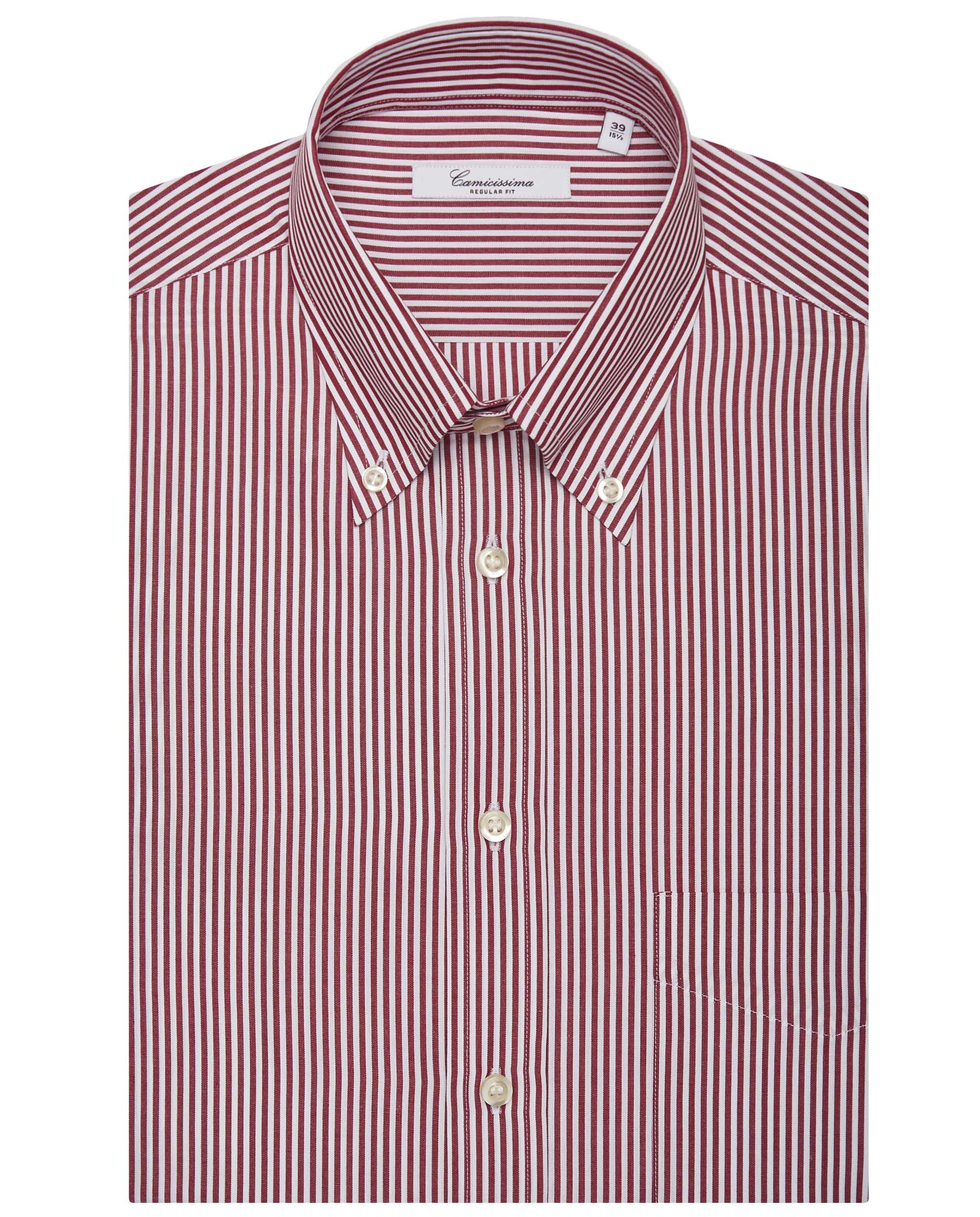 Camicia fancy a righe rosse e bianche manica corta regular