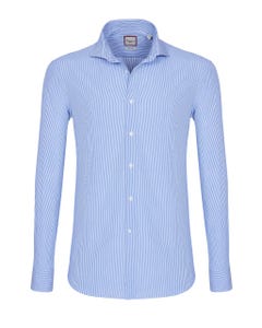 Camicia trendy azzurra con righe blu navy, extra slim francese_0
