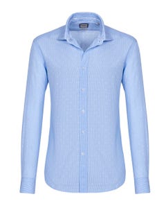 Camicia trendy azzurra con microfantasia, slim francese_0