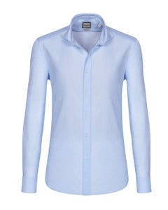 Camicia trendy azzurra con microfantasia, slim francese_0