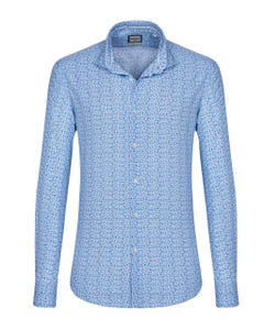 Camicia trendy azzurra con microfantasia floreale, slim francese_0