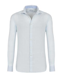 Camicia trendy in lino azzurra, slim 103rh- francese_0