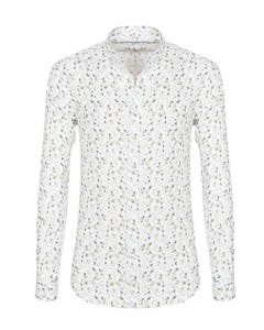 Camicia trendy in lino bianca con microfantasia floreale, extra slim collo coreana_0