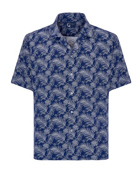 Camicia trendy bowling blu stampata