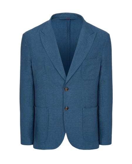 Unlined herringbone sport jacket blue navy_0
