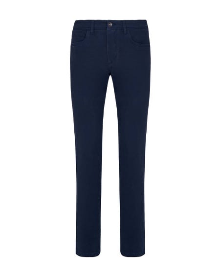Cotton twill 5 pockets trousers blue navy_0