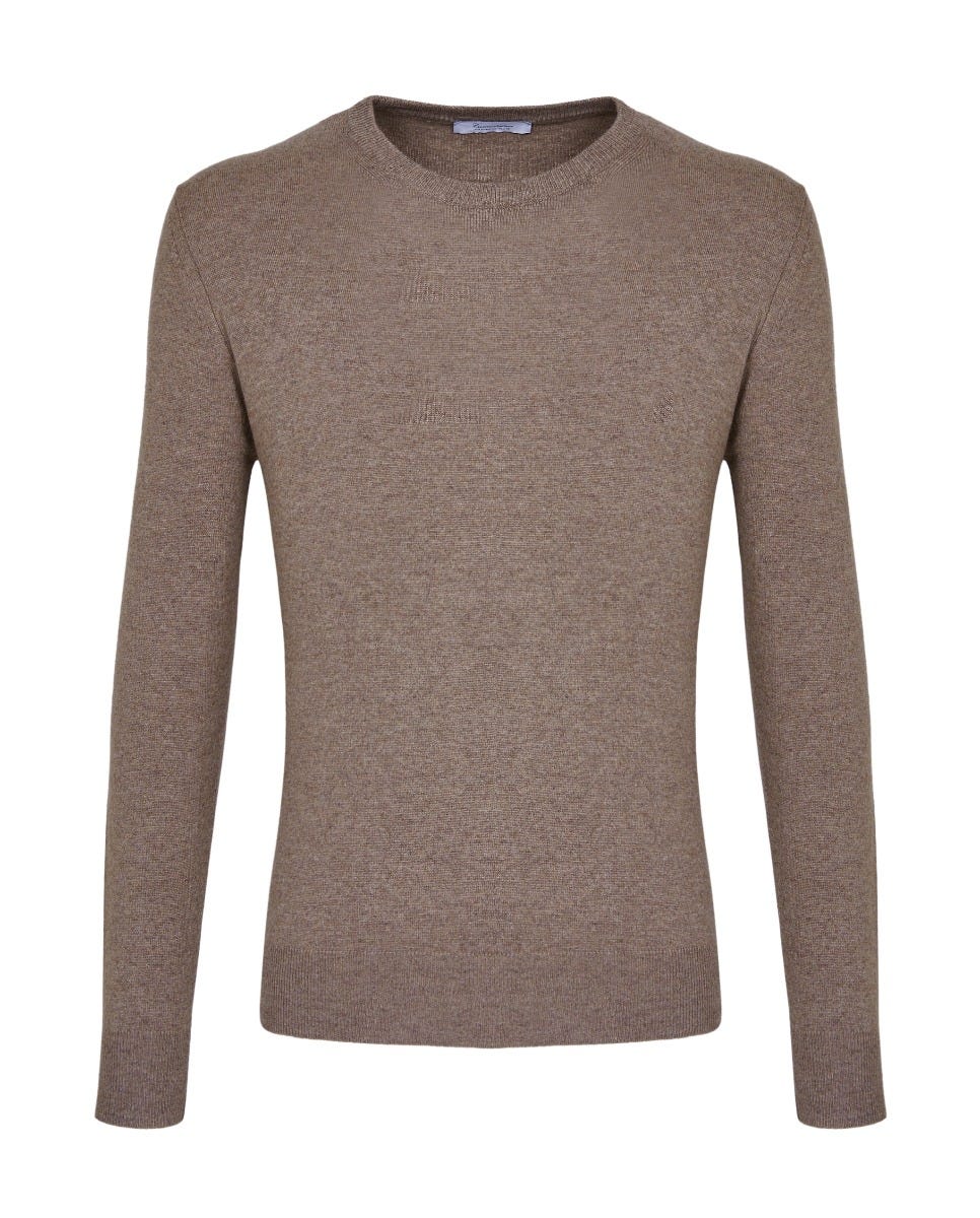 MAGLIA GIROCOLLO MARRONE CHIARO MISTO CASHMERE